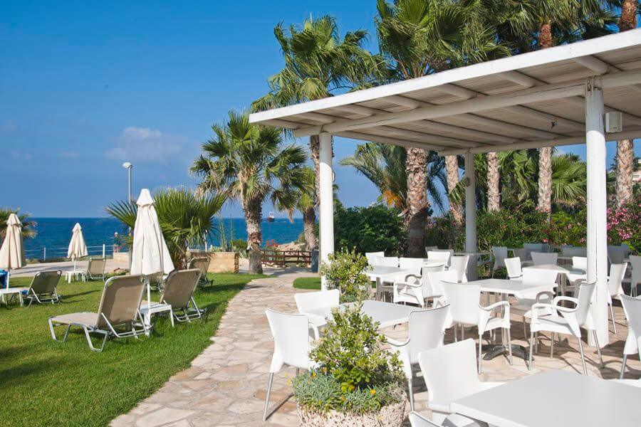 akti beach village resort poolside cafe